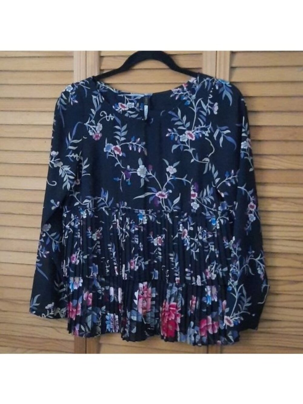 Plenty by Tracy Reese Long Sleeve Floral Print 2 Tier Pleated Tunic Size XSmall